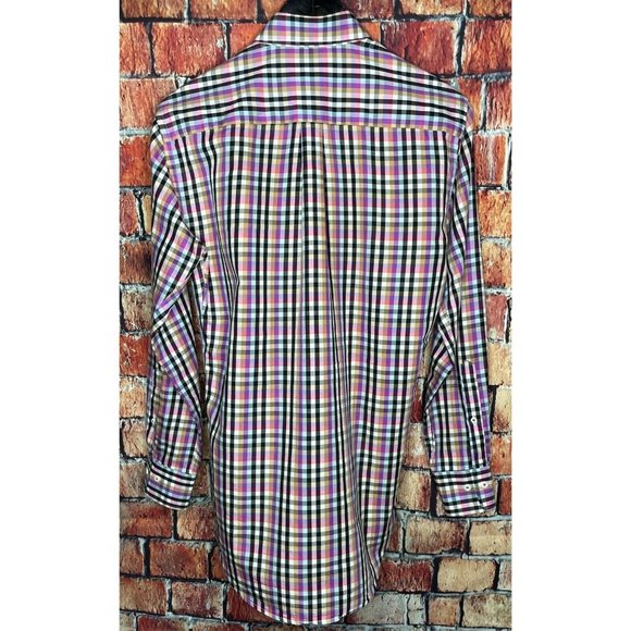 Peter Millar Men’s Long Sleeve Button Front Small Cotton Multicolor Plaid Shirt - Picture 3 of 4